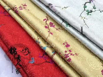 Damask slyvų audinio kostiumas Hanfu kimono šilko satino COS Tangzhuang Qipao švenčių vyresnysis audinio/100cm*90cm