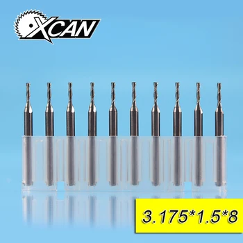 XCAN 10vnt 1,5 mm volframo plieno, 2 fleita Pabaigos Staklėse pjovimo ilgis 7/8mm CNC Maršrutizatorius bitai 3.175 karka už pjautine mediena/plastikas