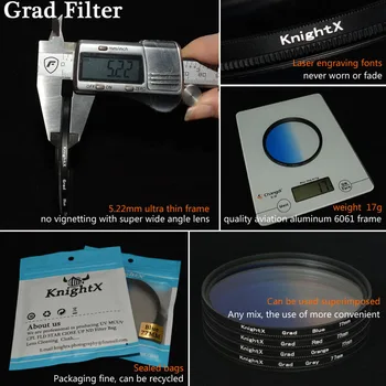 KnightX Grad, Žalios spalvos, filtras, nikon canon 18-55 d80 anamorphique objektyvas eos 7d 600d fotografijos lentes para 52mm 58mm 67mm