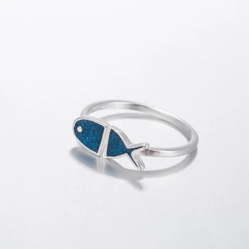 Jisensp Mielas Nuostabus Gyvūnų Piršto Žiedas Papuošalai Mėlyna Plaukimo Žuvų Žiedai Moterims Reguliuojamas Vestuvinį Žiedą, Aukštos Kokybės Bijoux