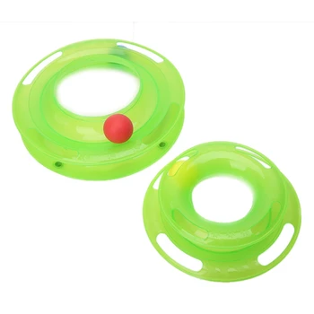 Juokingas Naminių Kačių Trilaminar Crazy Ball Disko Interaktyvūs Žaislai Pramogų Plokštė Žaislas Žalia/Geltona