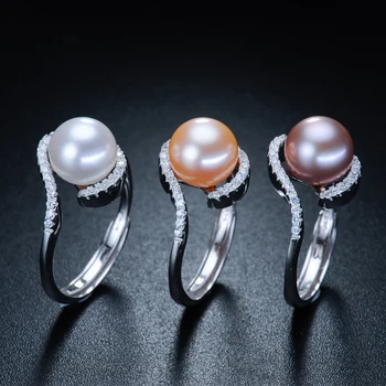 Natūralūs Gėlavandenių Perlų Žiedas, Papuošalų 925 Sidabro Pora Žiedus Moterims, Tikras Perlas Piršto Žiedą Sužadėtuvių Dovana