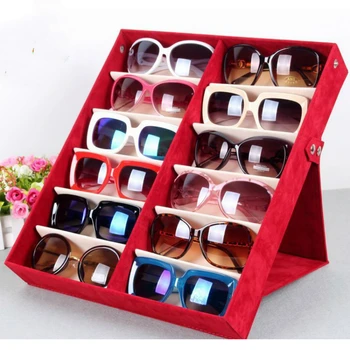 Kokybės akiniai talpinimo 12 tinklelis deerskin akiniai nuo saulės ekranas lauke Sunglass Organizatorius Lauke Akinius, Saugojimo, Naudojimo, 12 Skyrių