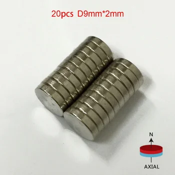 20 Vnt./Pak 9mm x 2mm N50 Magnetinių Medžiagų, Neodimio Mini Maži, Apvalūs Diskų Magnetams