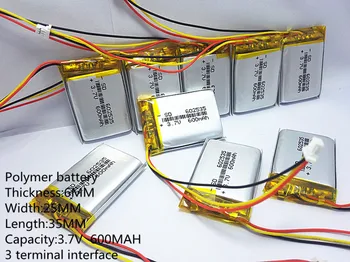 3.7 V 600mAh li Polimero Li-ion Baterija ausinių tachografo MODELIS 582535 SP5 mp3, mp4, GPS PSP 602535 062535