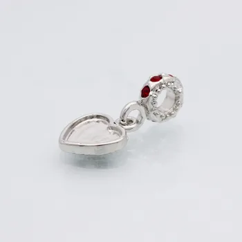 Nemokamas pristatymas naujos klasikinis populiarus juvelyrikos raudona kristalų pakabukas foto rėmelis meilės amuletas žavesio karoliukai tinka Pandoros apyrankė
