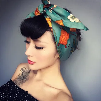 2017New Moterų Mada, Plaukų aksesuarai Bohemijos Šilko Kirsti ekrano užsklandą Su Hairband Moterų Mergina Retro Gėlių Turbaną Headwraps