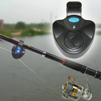 Juoda Mini LED Šviesos Pavojaus Varpas meškere LED Jautrus Kilimėlis, Žvejybos Reikmenys Elektroninių Žuvų Bite Garso Signalas