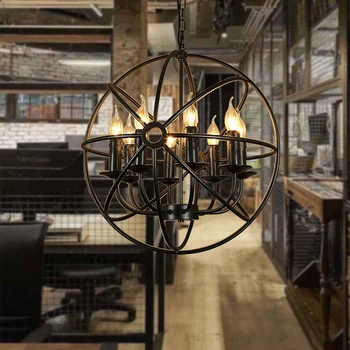 šiaurės loft retro stiliaus juoda geležies pasaulyje pakabukas šviesos kaime pramonės kavos parduotuvės, restoranas, baras pakabinti lempos