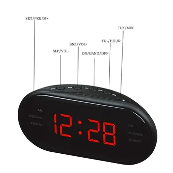 LumiParty Nauja Mada Šiuolaikinė AM/FM LED Laikrodis, Radijo Elektroninis Stalinis Laikrodis-Žadintuvas Skaitmeninis Stalo Laikrodžiai Atidėjimo Funkcija-30