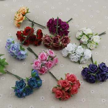 6pcs rose dirbtinės gėlės, vestuvių automobilių apdailos rankdarbių 
