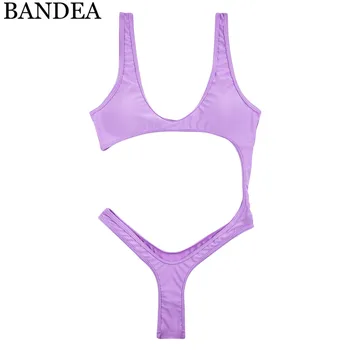 BANDEA seksualus tuščiaviduriai iš maudymosi kostiumėliai moterims, vienos dalies maudymosi kostiumėlį, vientisos spalvos maudymosi kostiumas, paplūdimio dėvėti diržas bodysuit