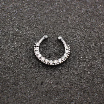 3PCS Naujas mados crystal Black Netikrą pertvaros Auskarų vėrimo nosies žiedą, Lankai Moterų dirbtiniais įrašą clicker ne Titano Kūno Papuošalai