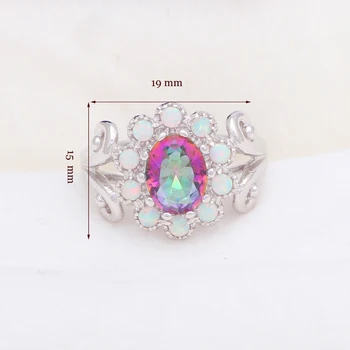 Žavinga Mystic Crystal White fire Opal Sidabro Antspaudu Nuostabi Žiedai Moterų Mados Juvelyrikos JAV dydis #6#7#8#9 OR748A