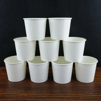 200pcs balti vienkartiniai popieriniai puodeliai, kavos puodeliai, karštų gėrimų puodeliai, skonio puodeliai, 2.5 oz-4oz 50-100 ml