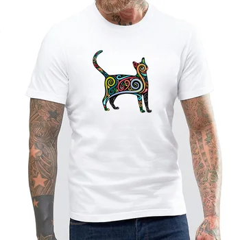 2017 Naujas Stilius Spalvinga Fat Cat Dizaino vyriški Aukštos Kokybės Marškinėliai Kietas Viršūnes Atsitiktinis Vyrų T-shirt
