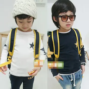 Vaikai Berniukas Bamblys Kūdikių Marškinėliai Star Modelis ilgomis Rankovėmis Viršūnes T-shirt Pavasario Drabužių, Karšta!