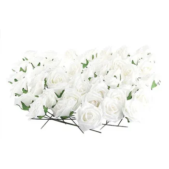 50Pcs Dirbtinės Baltos Vestuvių Puokštės Rožių Šilko Dirbtinės Gėlės Namuose Šalis Nuotaka Vestuvių Dekoravimas