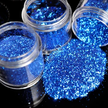 Royal Blue Šešiakampis Atspalvių UV Gelis Nagų Dailės Blizgučiai Dulkės, Milteliai Lapas 3D Nagai Patarimas Dekoracijos 