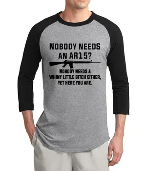 Suaugusiųjų Niekas Poreikiams AR 15 juokinga marškinėlius 2017 naujas vasaros 3/4 rankovėmis t marškinėliai medvilnė, raglan vyrų t-shirt hip-hop top tees