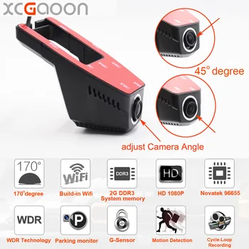 XCGaoon Wifi, Automobilių DVR Registrator Skaitmeninio Vaizdo įrašymo Kameros Brūkšnys Kamera 1080P Naktį Versija Novatek 96655, Cam Gali Pasukti