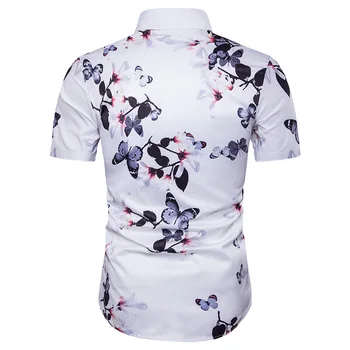 Vyrų Atsitiktiniai trumpomis Rankovėmis marškinėliai 2018 m. vasaros mados Paslėpti mygtuką 3D gėlių spausdinimo Tinka Paplūdimys marškinėliai suknelė vyrų, ES ir JAV dydžio Viršūnės