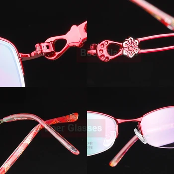 Naujas Pusė Ratlankio Stačiakampio Moterų Akiniai Nerūdijančio Plieno akinių recepto akiniai RXable 6289 dydis 49-18-131