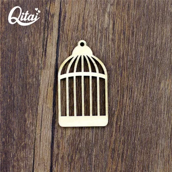 QITAI medienos Lukštu Formos Vintage Stiliaus Medienos Birdcage Medienos skiedros Scrapbooking Embellishment 