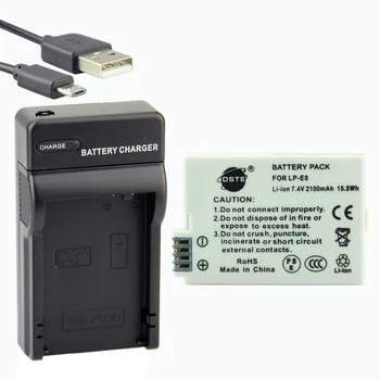 DSTE LP-E8 lp-e8 Fotoaparato Baterija Su USB Kroviklis skirtas CANON 550D 600D 650D 700D X4 X5 X6i X7i Rebel T2i T3i T4i T5i