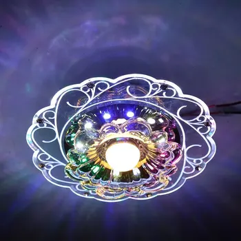 3W LED Crystal Lotus Pakabukas Flush Lempos Pagrindinis Šilta Šviesa Pagalbiniai Spalvinga Šviesos Koridorių,Parodų Salėje.