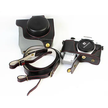 Prabanga PU Odos Camera Case Bag For Olympus OM-D EM10II EM-10 MarkII 14-42mm EZ Dangtelio Apačios, Baterija Atidarymas