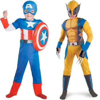 Vaikai Vaikai Helovinas Kostiumas Cosplay Šou Kostiumai Raumenų Wolverine Su Nagais Kapitonas Amerika Kostiumą Drabužių