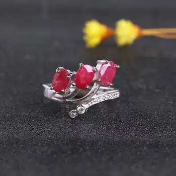 2016 naujas rubino žiedas už pasiūlymą, 3 vnt 4*6 mm gamtos rubino žiedas kietas 925 sterlingas sidabro klasikinis 925 sidabro rubino žiedas moters