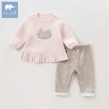 DBM6111 dave bella rudenį baby kūdikių mergaičių drabužių rinkiniai spausdinti tiktų vaikams, vaikiška apranga aukštos kokybės drabužius