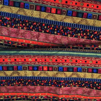 Prekybos medvilnės ir lino raudona juostele spausdinti etninės 