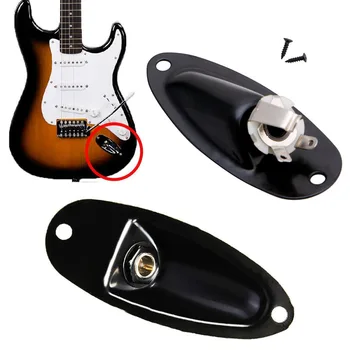 1Set Valtis Įvesties ir Išvesties Lizdas Plokštės Lizdas Juoda Su Varžtai Fender Strat Gitara