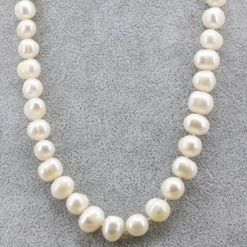 Baltos spalvos natūralių gėlo vandens dirbtiniu būdu išauginti 10-11mm pearl nearround karoliukai grandinės karoliai moteris aukštos kokybės choker papuošalai 18inch B3189