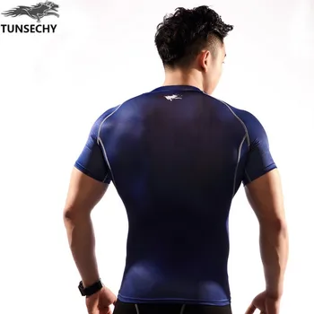 2017 TUNSECHY prekės ženklo parduoda t-marškinėliai vyrams, Stora Fitneso Quick Dry Atsitiktinis Stretch Top marškinėliai, Fitneso Plius Dydžio Karšto Pardavimo