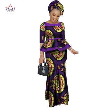 2018 m. Vasaros afrikos moterims dviejų dalių o-kaklo spausdinti Sijonas nustatyti afrikos drabužiai plius dydis moterų medvilnės drabužius reguliariai nė vienas WY2466