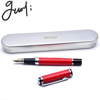 Guoyi A293 Office raštinės reikmenys mokymosi Ponios skirta raudoną dovanų rašiklį 0,5 mm plunksnų, rašalo rašikliu. Dovanų dėžutė metalo aukštos kokybės fontanas pen