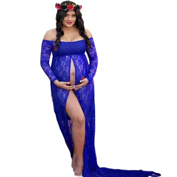 Motinystės Suknelė Motinystės Fotografija Rekvizitai Plius Dydis Suknelė Elegantiškas Išgalvotas Nėštumo Fotosesiją Moterų Motinystės Nėrinių Ilga Suknelė