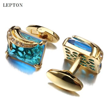 Aukštos Kokybės Stiklo rankogalių segtukai už Mens Lepton Prekės Aikštėje Kristalų Rankogalių segtukai prabangių vestuvių Jaunikis CuffLink Relojes Gemelos