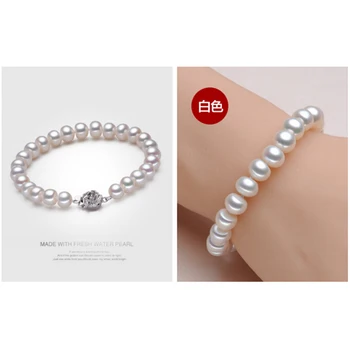Sinya perlų gija apyrankės moterims su aukštos blizgesys natūralių gėlavandenių perlų 9-10mm karšto pardavimo smulkių perlų papuošalai