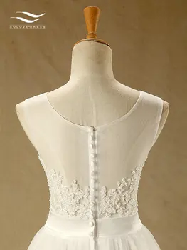 Tiulio Grindų-Ilgis-line O-Kaklo Vestuvių suknelė su Varčios Rankovių Nėrinių ir Mygtuką Nuotakos Suknelė Užsakymą Nekilnojamojo Nuotraukos SL-W111