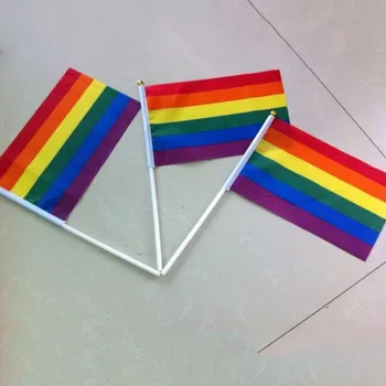 10 Vnt Geminbowl Vaivorykštės vėliava, Garbanojimo Ranką Gėjų LGBT eitynių Les Starta 14x21cm Geminbowl Nauja
