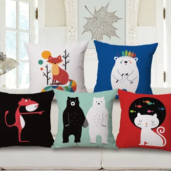ZXZXOON Mielas animacinių filmų gražių gyvūnų fox katė pet mesti pagalvės užvalkalą medvilnės skalbiniai, pagalvės dangtelis sofa namų dekoro rubisafe almofada
