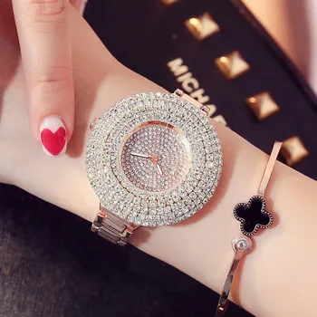 Mados Kvarco Žiūrėti Moterų Suknelė Laikrodžiai Reloj Mujer 2018 Prabanga Rose Gold Crystal Ponios Laikrodis Laikrodis Montre Femme Hodinky