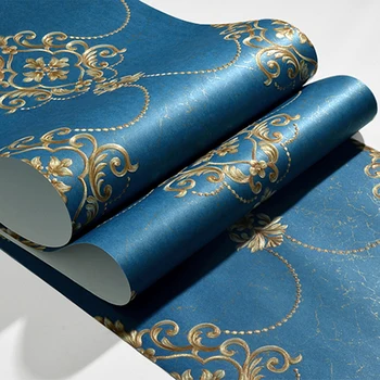 Europos Stiliaus Prabangūs Damask Tapetai Roll 3D Iškilumo neaustinių Sutirštės Popieriaus Sienų Dekoras Tapetai Kambarį Kambarys