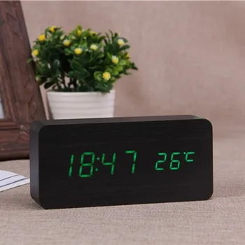 Antikvariniai Staliniai Laikrodžiai Su Trijų Signalizacijos Grupės LED Silent Laikrodis Skaitmeninis Žiūrėti Valdybos Miegamojo Mediniai Bambuko Despertador Namų Dekoro