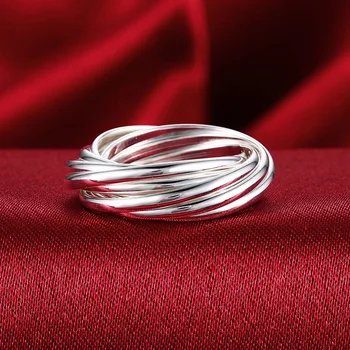 Moterų 925 sterlingas sidabro žiedas; originali kietojo gryno sidabro papuošalai; daugiasluoksnės konstrukcijos;Leistinas didmeninė;Devyni žiedai
